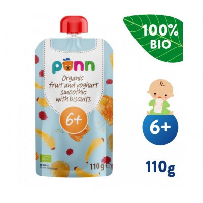 Salvest Ponn BIO ovocné smoothie s jogurtem a sušenkami - 110 g, 6 m+