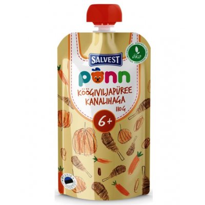 Salvest Ponn BIO kuřátko se zeleninovým pyré - 110 g, 6 m+ - obrázek