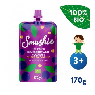 Salvest Smushie BIO ovocné smoothie s borůvkami, jogurtem a quinoou - 170 g, 36 m+