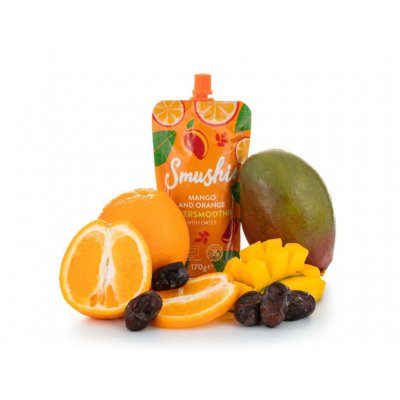 Salvest Smushie BIO ovocné smoothie s mangem, pomerančem a datlemi - 170 g, 36 m+ - obrázek