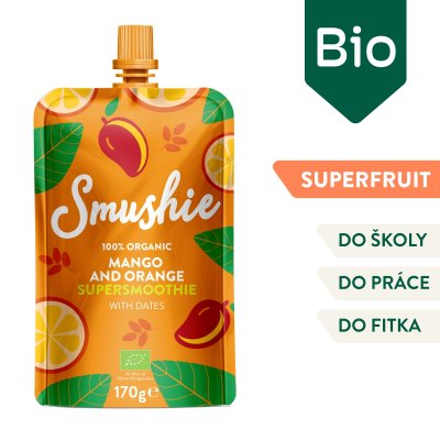 Salvest Smushie BIO ovocné smoothie s mangem, pomerančem a datlemi - 170 g, 36 m+ - obrázek