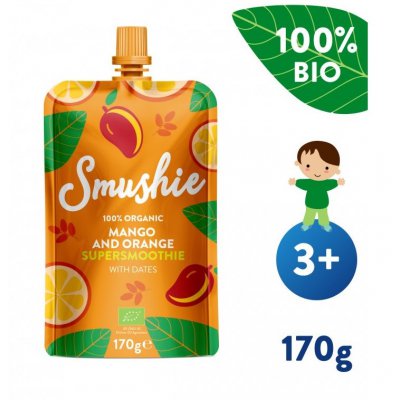 Salvest Smushie BIO ovocné smoothie s mangem, pomerančem a datlemi - 170 g, 36 m+