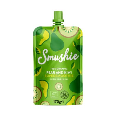 Salvest Smushie BIO ovocné smoothie s hruškou, kiwi a spirulinou - 170 g, 36 m+ - obrázek