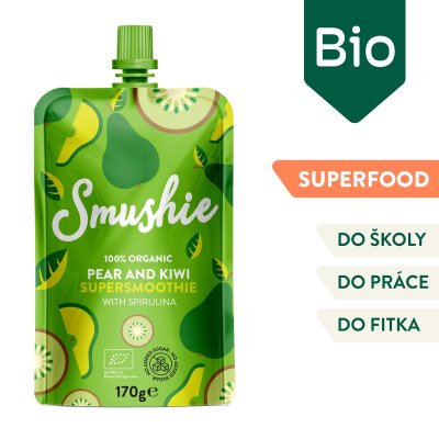 Salvest Smushie BIO ovocné smoothie s hruškou, kiwi a spirulinou - 170 g, 36 m+ - obrázek