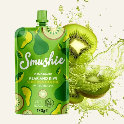 Salvest Smushie BIO ovocné smoothie s hruškou, kiwi a spirulinou - 170 g, 36 m+ - obrázek