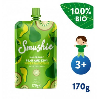 Salvest Smushie BIO ovocné smoothie s hruškou, kiwi a spirulinou - 170 g, 36 m+