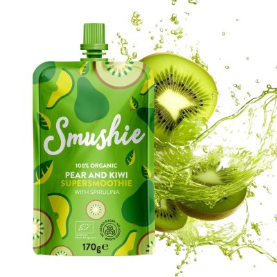 Salvest Smushie BIO ovocné smoothie s hruškou, kiwi a spirulinou - 170 g, 36 m+