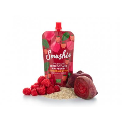 Salvest Smushie BIO ovocné smoothie s červenou řepou, malinami a konopnými semínky - 170 g - obrázek