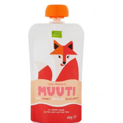 Salvest Muuti BIO jablko, mango a černý rybíz s červenou řepou - 110 g, 12 m+ - obrázek