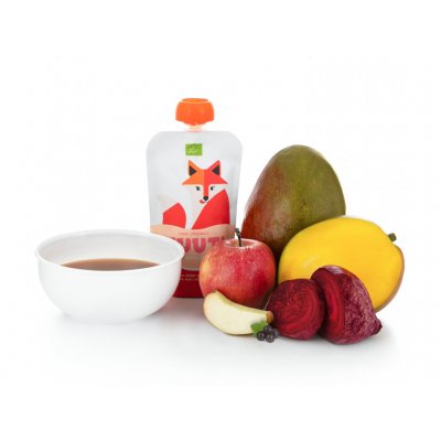 Salvest Muuti BIO jablko, mango a černý rybíz s červenou řepou - 110 g, 12 m+ - obrázek