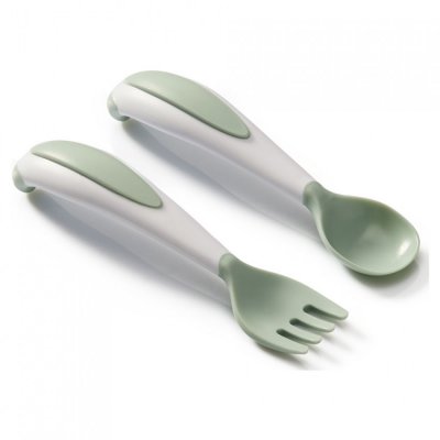 Thermobaby vidlička s lžičkou - Green Celadon