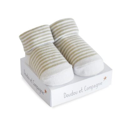 DouDou et Compagnie ponožky pro miminko - Šedé/proužek