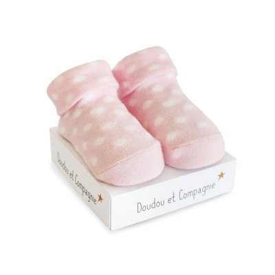 DouDou et Compagnie ponožky pro miminko - Růžové/puntík