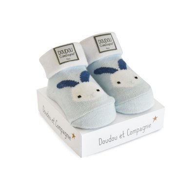 DouDou et Compagnie ponožky pro miminko - Modré/zajíček