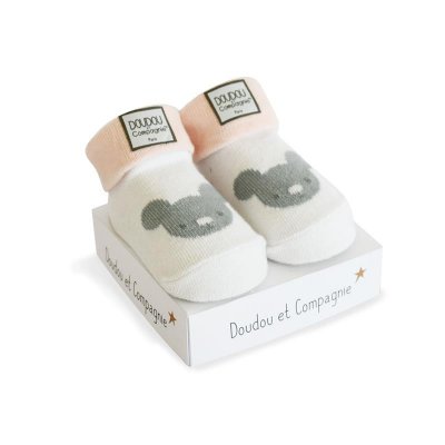 DouDou et Compagnie ponožky pro miminko - Růžové/medvídek