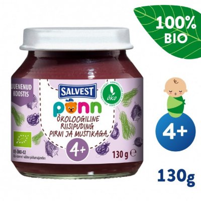 Salvest Ponn BIO hruškovo-borůvkové pyré s jáhly - 130 g, 4 m+
