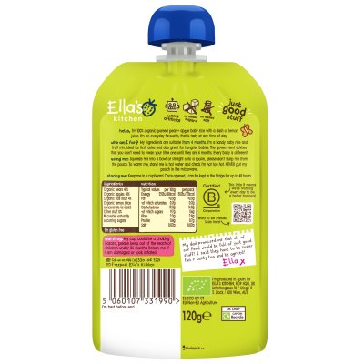 Ella's Kitchen BIO dětská rýže, hruška a jablko - 120 g - obrázek