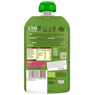 Ella's Kitchen BIO hruška, hrášek a brokolice - 120 g - obrázek