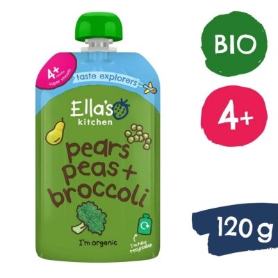 Ella's Kitchen BIO hruška, hrášek a brokolice - 120 g - obrázek