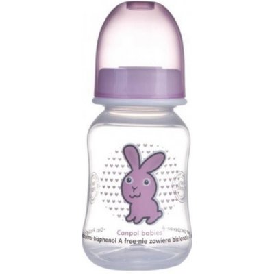 Canpol Láhev s potiskem transparentní 120 ml - Zajíc