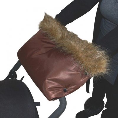 Emitex rukávník s kožešinovým lemem - hnědý/hnědo-béžová kožešina