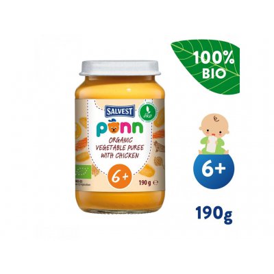 Salvest Ponn BIO kuřecí maso se zeleninovým pyré - 190g, 6m+