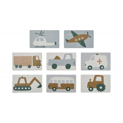 Liewood Brett Puzzle pro nejmenší - Vehicles/Dove Blue