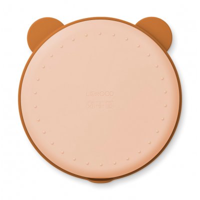 Liewood Frodo Dělený talíř s víčkem Mr. Bear - Mustard/Tuscany Rose mix - obrázek