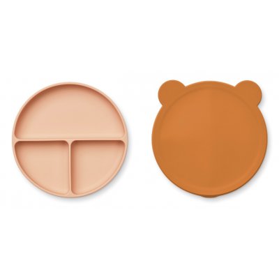 Liewood Frodo Dělený talíř s víčkem Mr. Bear - Mustard/Tuscany Rose mix - obrázek