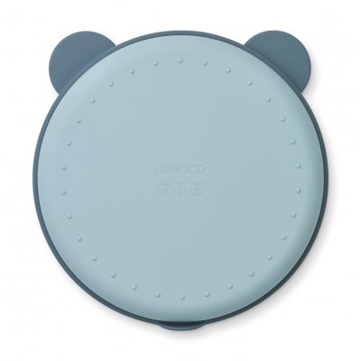 Liewood Frodo Dělený talíř s víčkem Mr. Bear - Whale Blue/Sea Blue mix - obrázek