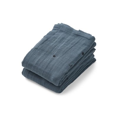 Liewood Hannah Mušelínové plenky s oušky 2 ks Rabbit - Whale Blue - obrázek