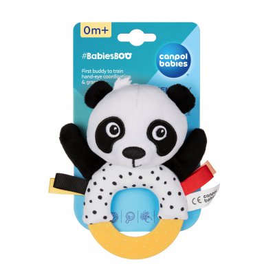 Canpol Senzorická hračka Panda s kousátkem a chrastítkem BabiesBoo - obrázek