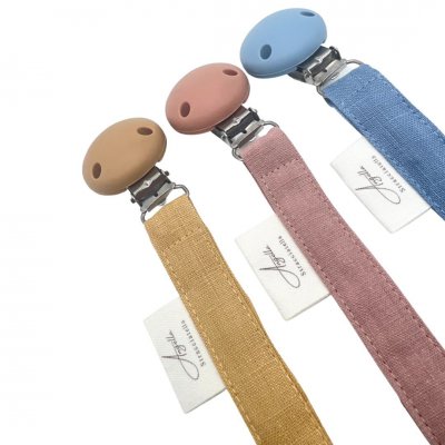 Angella Stracciatella Klip na dudlík - Leinen Blue - obrázek