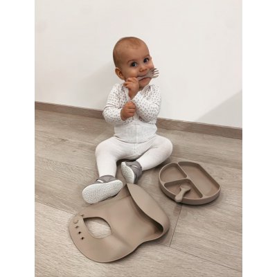 Martons Jídelní sada silikonová s přísavkou 4-dílná - Light Beige - obrázek