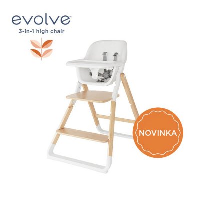 Ergobaby Evolve Jídelní židle 2v1 - Natural Wood + Evolve lehátko - Charchoal Grey - obrázek