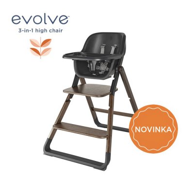 Ergobaby Evolve Jídelní židle 2v1 - Dark Wood + Evolve lehátko - Cream - obrázek