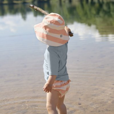 Lässig Bucket Hat Oboustranný klobouček Block Stripes - Milky/Peach, 7 - 18 m - obrázek
