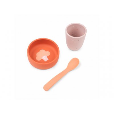 Done by Deer Silikonová sada pro první jídlo - Papaya - obrázek