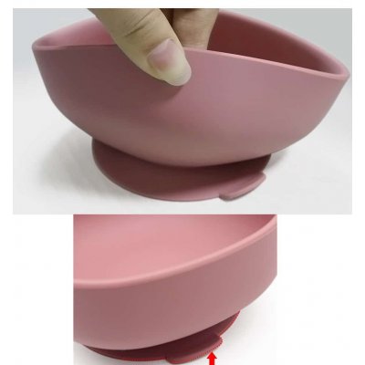 Martons Silikonová miska Classic s přísavkou + lžička - Rose Pink - obrázek