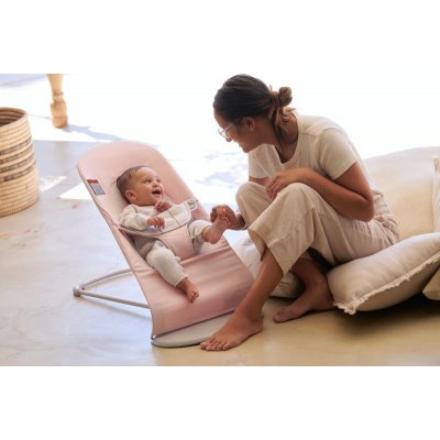 BabyBjörn lehátko Balance Soft Cotton Jersey - Light Pink/Grey, světlá konstrukce - obrázek