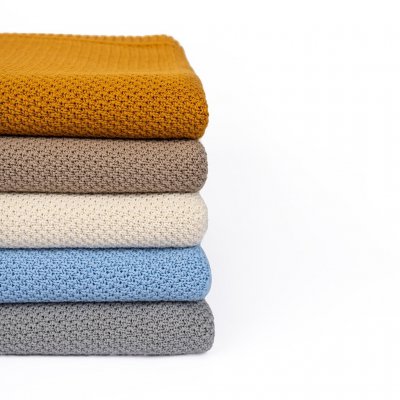 MimiLove Pletená deka pro větší děti a dospělé z organické bavlny - Béžová - obrázek