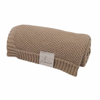 MimiLove Pletená deka pro větší děti a dospělé z organické bavlny - Béžová