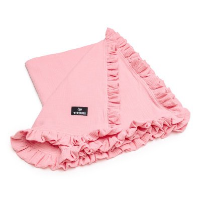 T-tomi Mušelínová deka s volánkem - Pink