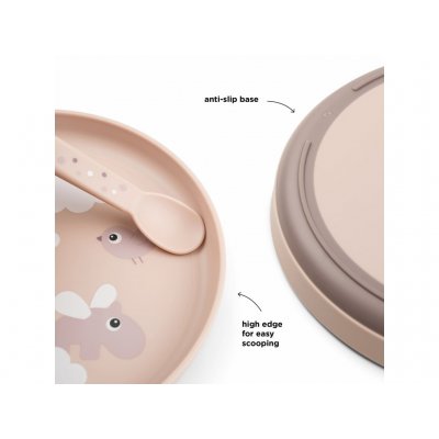 Done by Deer Foodie Talíř Happy Clouds - Růžový - obrázek