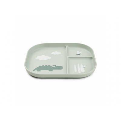 Done by Deer Foodie Dělený talíř Happy Clouds - Zelený - obrázek