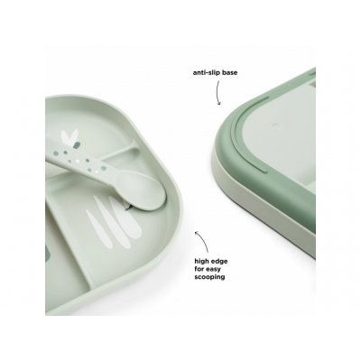 Done by Deer Foodie Dělený talíř Happy Clouds - Zelený - obrázek