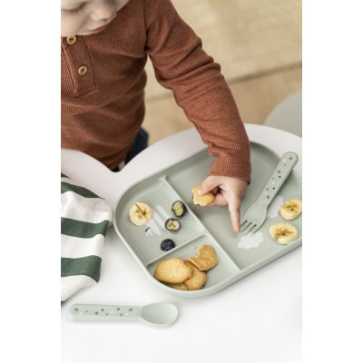 Done by Deer Foodie Dělený talíř Happy Clouds - Zelený - obrázek