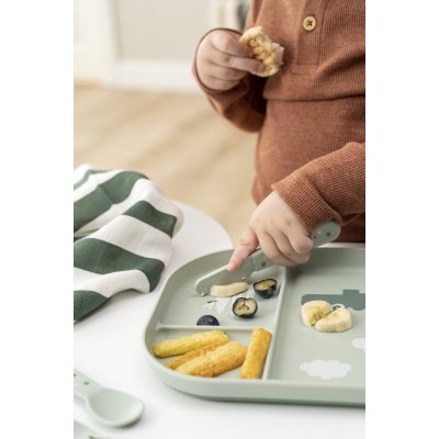 Done by Deer Foodie Dělený talíř Happy Clouds - Zelený - obrázek