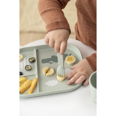 Done by Deer Foodie Dělený talíř Happy Clouds - Zelený - obrázek