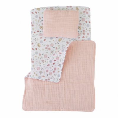 Little Dutch Kočárek pro panenky dřevěný s panenkou - Květiny a motýli - obrázek